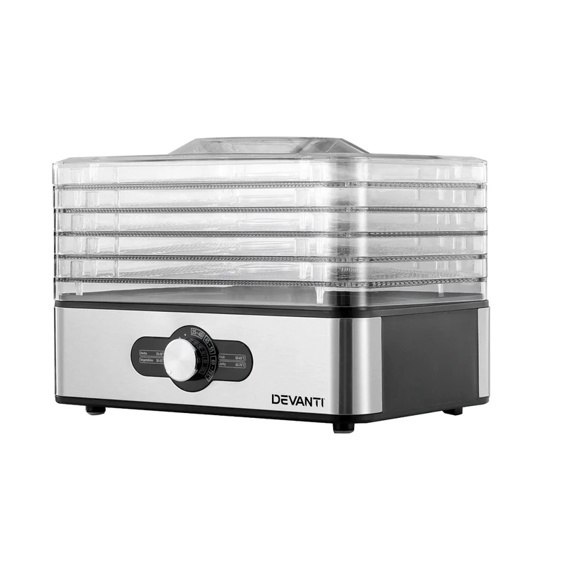 Devanti 5 Trays Food Dehydrator Stainless Steel Tray