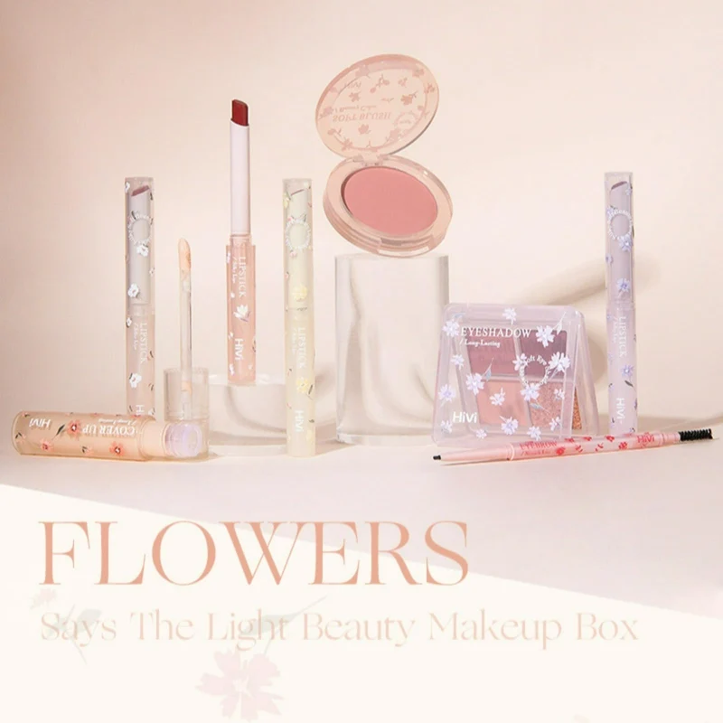 HiVi 8-Piece Makeup Set: 4 Lipsticks Brow Pencil Concealer Blush Palette