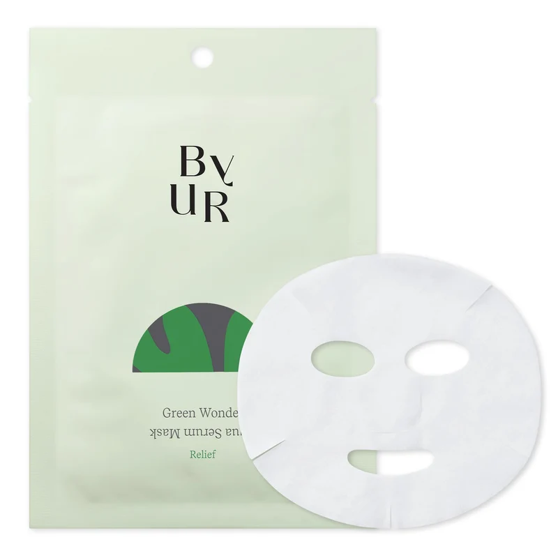 Byur Face Pack Sheet Mask: Moisturizing Aqua Serum Soothing Green 1 Sheet