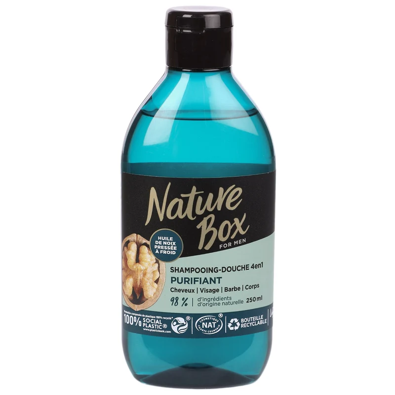 SHAMPOING DOUCHE 4 EN 1 A LA NOIX CHEVEUX VISAGE BARBE ET CORPS
