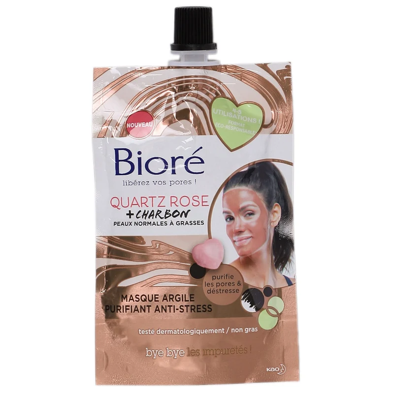 MASQUE ARGILE PURIFIANT ANTI STRESS QUARTZ ROSE ET CHARBON