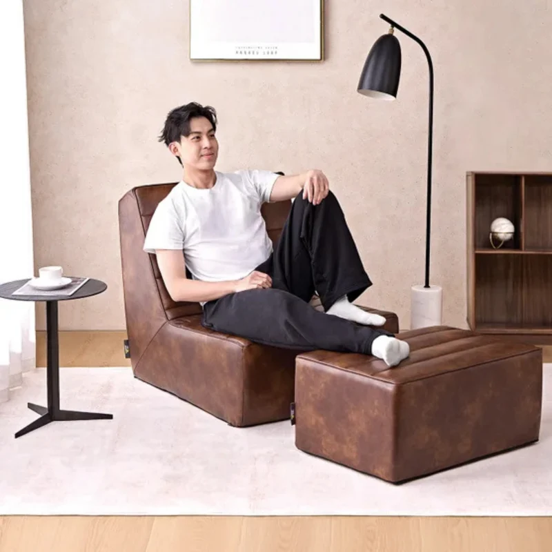 LOUNGE & CO. - Ensemble de Chaise et Pouf en Similicuir Lima