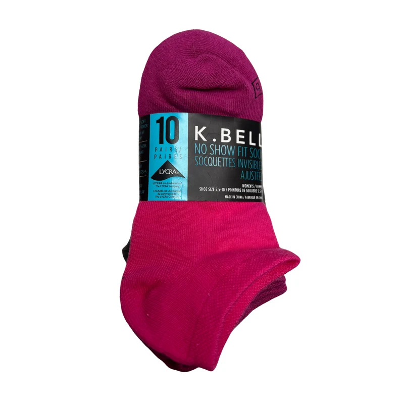K.BELL - Paquet de 10 paires de Socquettes Invisibles Ajustées pour Femme
