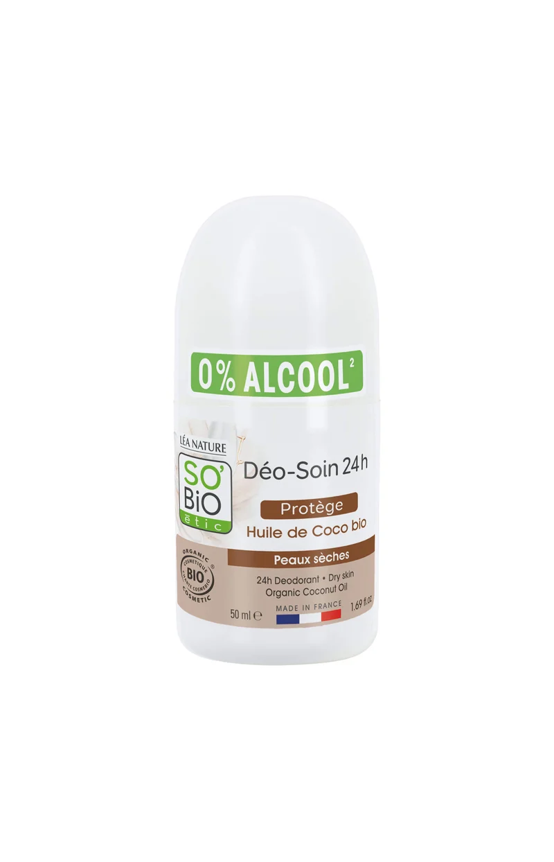 Déodorants roll-on protecteur bio - Huile de coco - Peaux sèches à sensibles - 2 x 50 ml