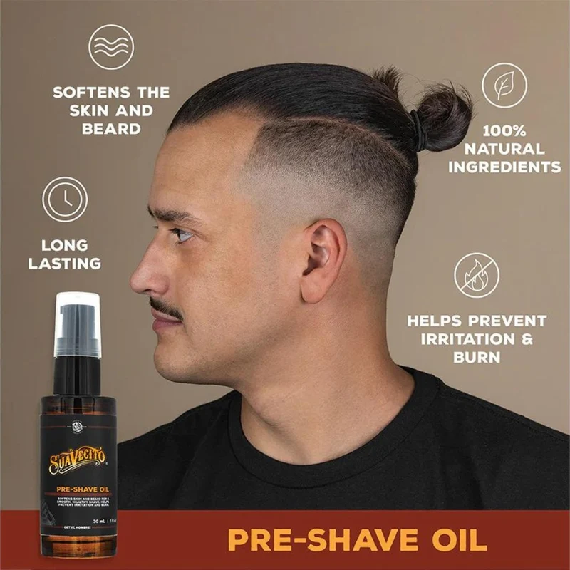 Huile de prérasage "Pre-Shave Oil" adoucit la peau et la barbe pour un rasage en douceur (30ml/1.0oz)