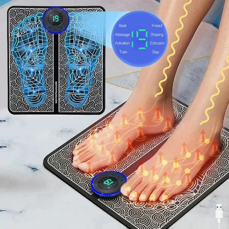 Massaggiatore elettrico per piedi – 8 modalità, 19 livelli di intensità e design pieghevole per un relax personalizzato