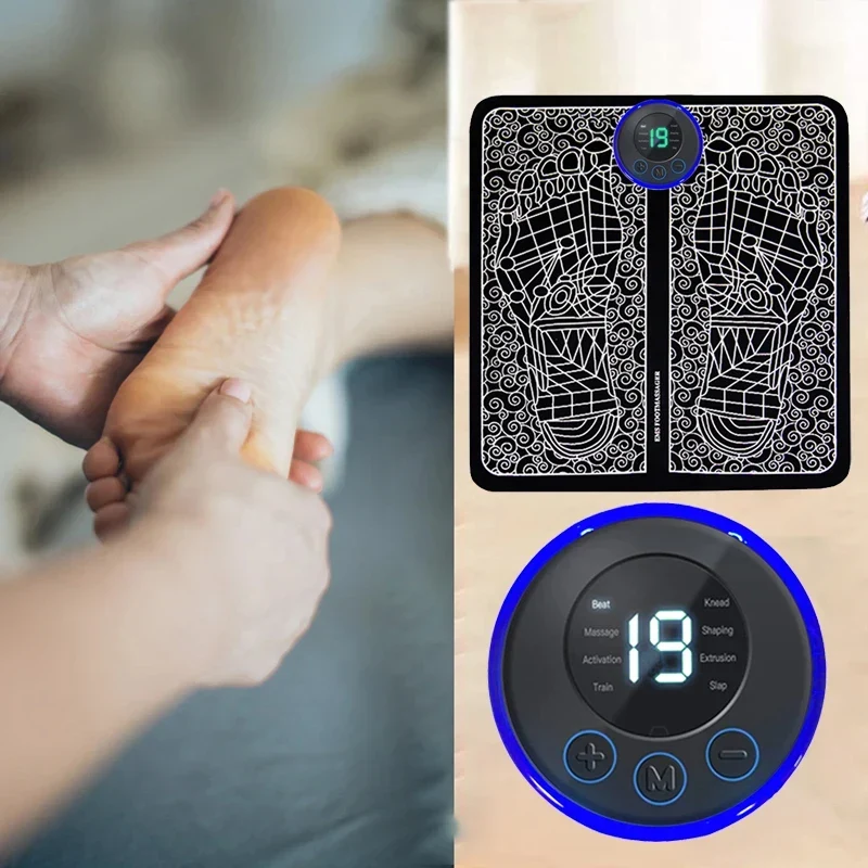 Massaggiatore elettrico per piedi – 8 modalità, 19 livelli di intensità e design pieghevole per un relax personalizzato