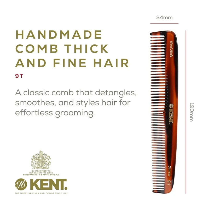 Peigne de coiffure - Large gros et fin (190mm/7.5'') - 9T