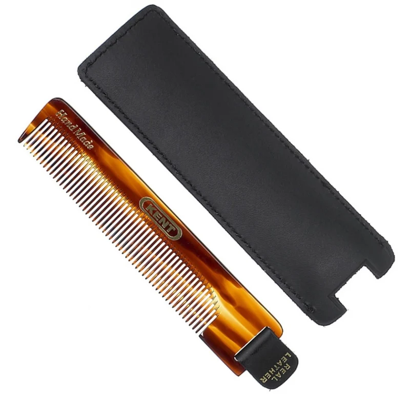 KENT. - Peigne de poche avec étui de cuir - Pour cheveux fins (112mm/4.4") - Nu 22 Case