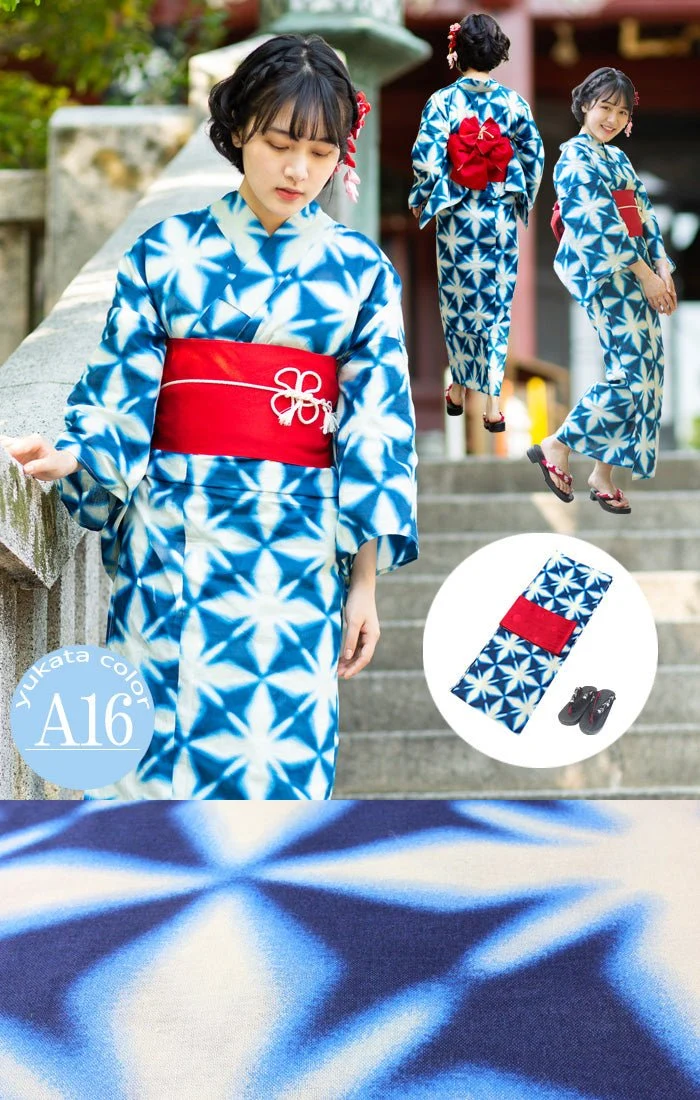 Japanese Women's Traditional YUKATA KIMONO Obi Belt Sandal Set
