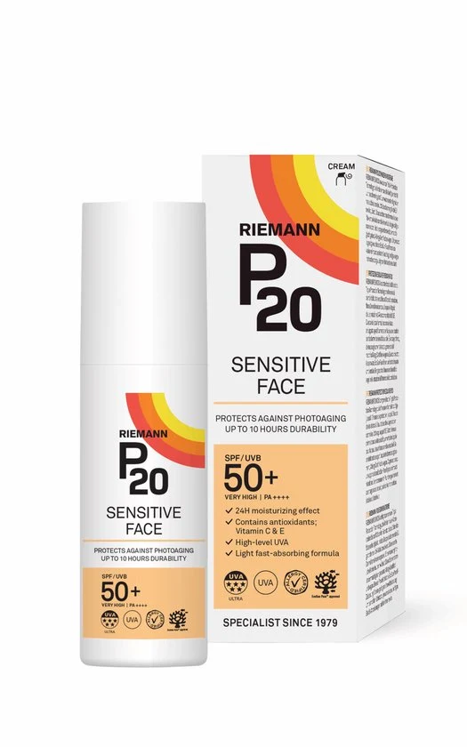 P20 Sensitive Face SPF 50+ - Hoogwaardige zonnebrand voor het gezicht - 50 g-
