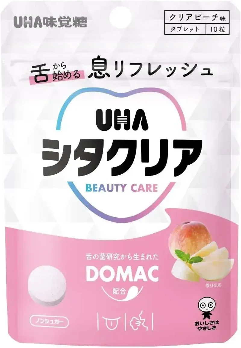 UHA Sugar Taste Citaclear Clear Peach Oral Care Tablets 10 Count