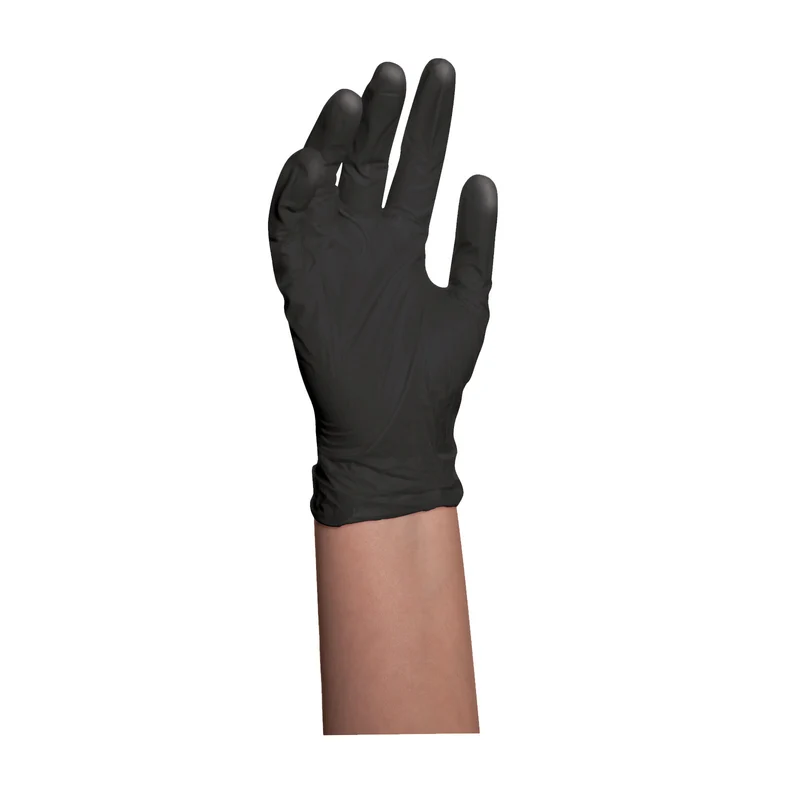 Gants de nitrile jetables - Noir - Petit (Boite de 100)