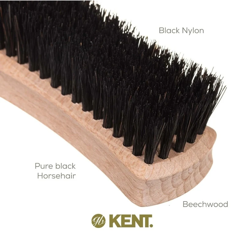 KENT. - Brosse à barbe noeud papillion - Fabriqué en bois d'hêtre et poils en crin de cheval (84mm/3.31") - BRD6