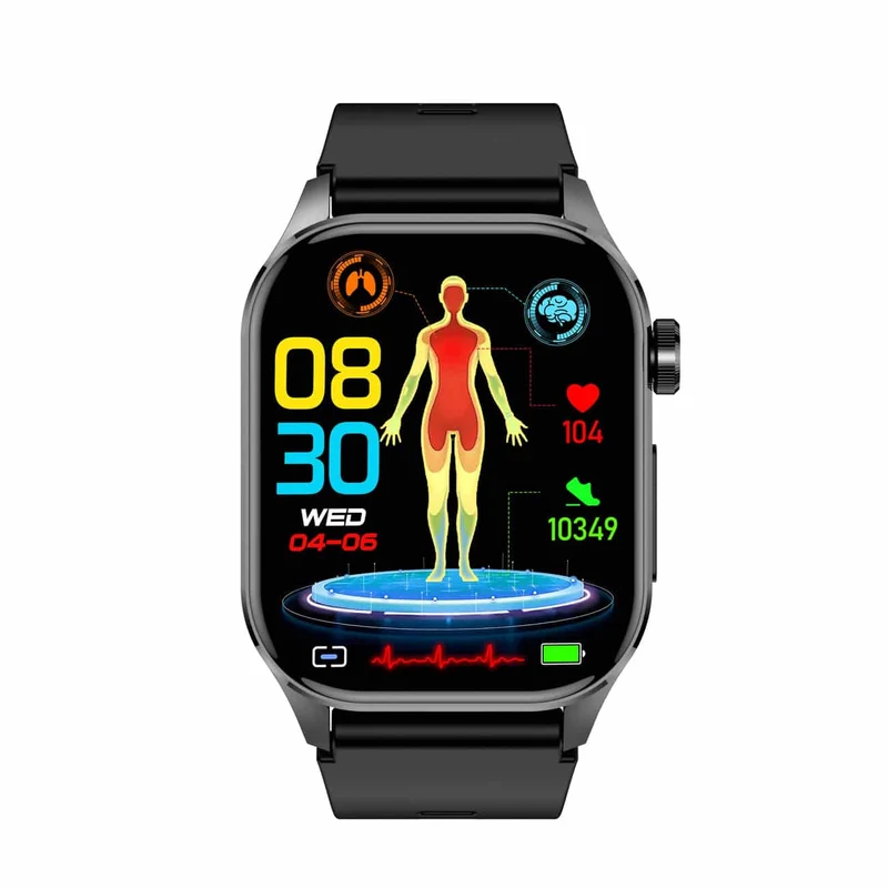 Smartwatch con ECG - Monitoraggio della glicemia e della pressione sanguigna | HealthSync