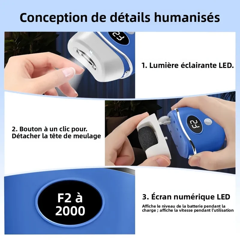 Appareil 2 en 1 à Têtes Interchangeables pour Manucure & Pédicure