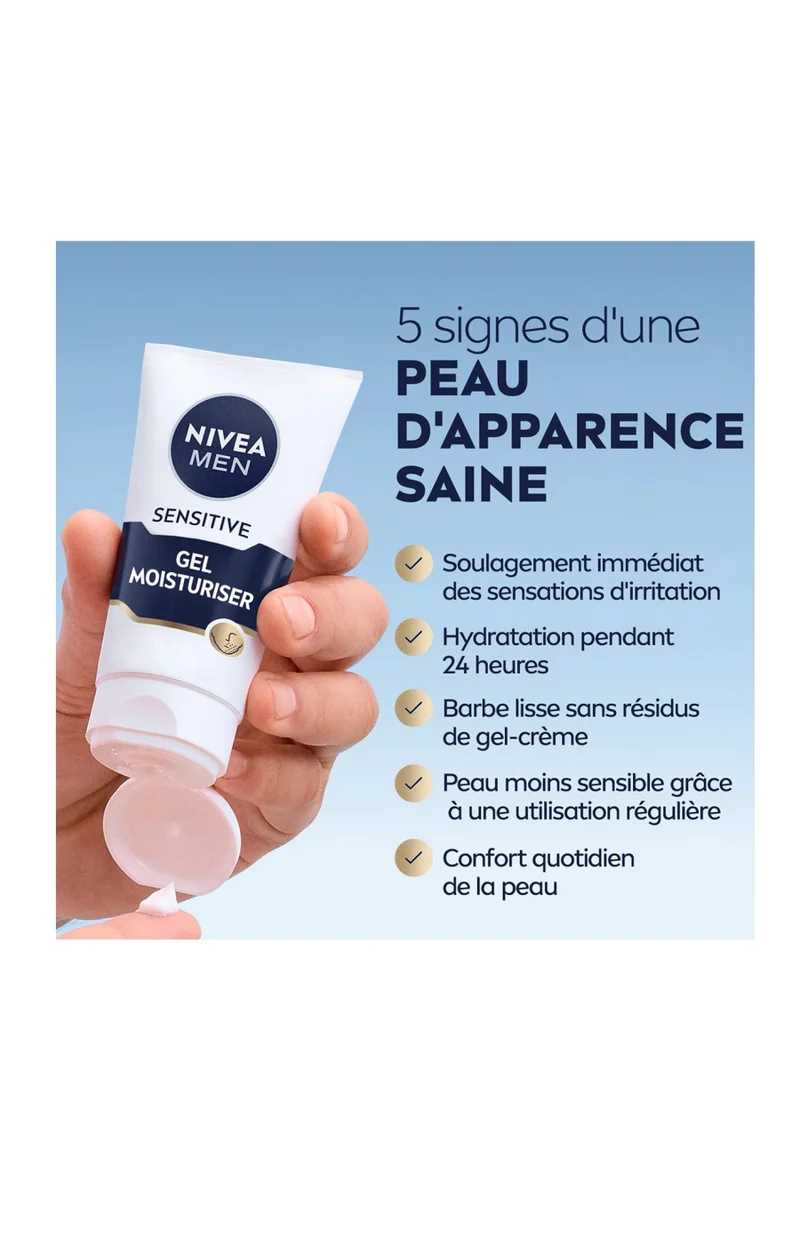 Gel-crème hydratant - Visage & barbe - Homme