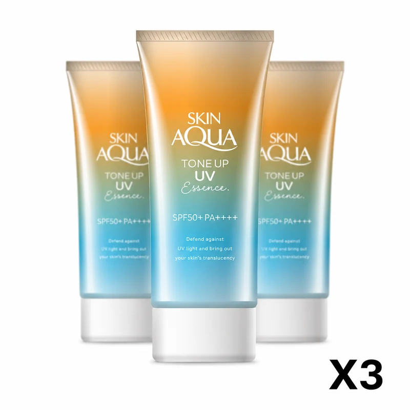 Skin Aqua Tone Up UV Essence Latte Beige Sunscreen 80G SPF50+ PA++++ Set of 3