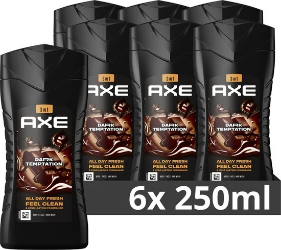 AXE 3-in-1 Douchegel - Dark Temptation - 6 x 250 ml - Voordeelverpakking