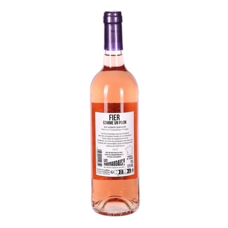 FIER COMME UN PAON MERLOT CABERNETS IGP COMTE TOLOSAN 2022 ROSE 12,5%