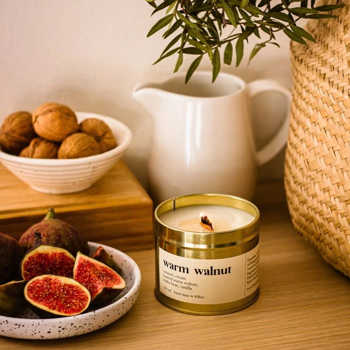 Warm Walnut Botanische Duftkerze Mit Holzdocht 250 ml