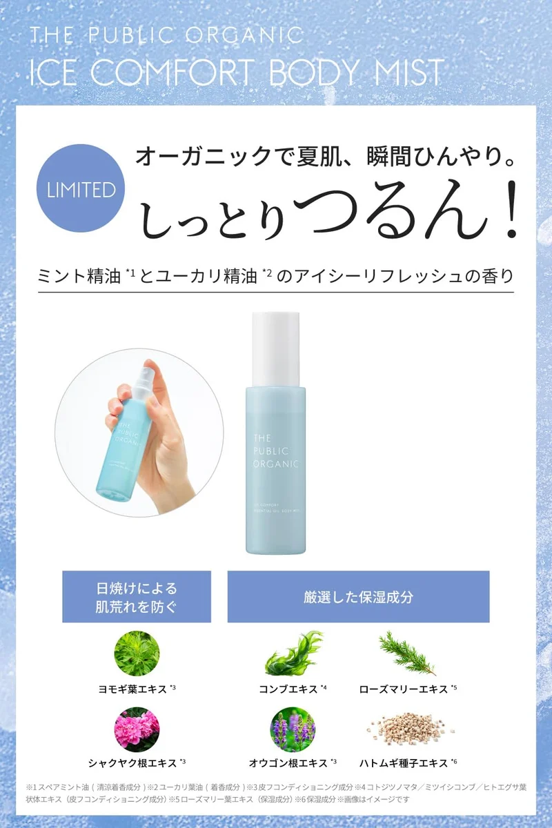 The Public Organic Ice Comfort Essential Oil Body Mist 90Ml Limited Edition
