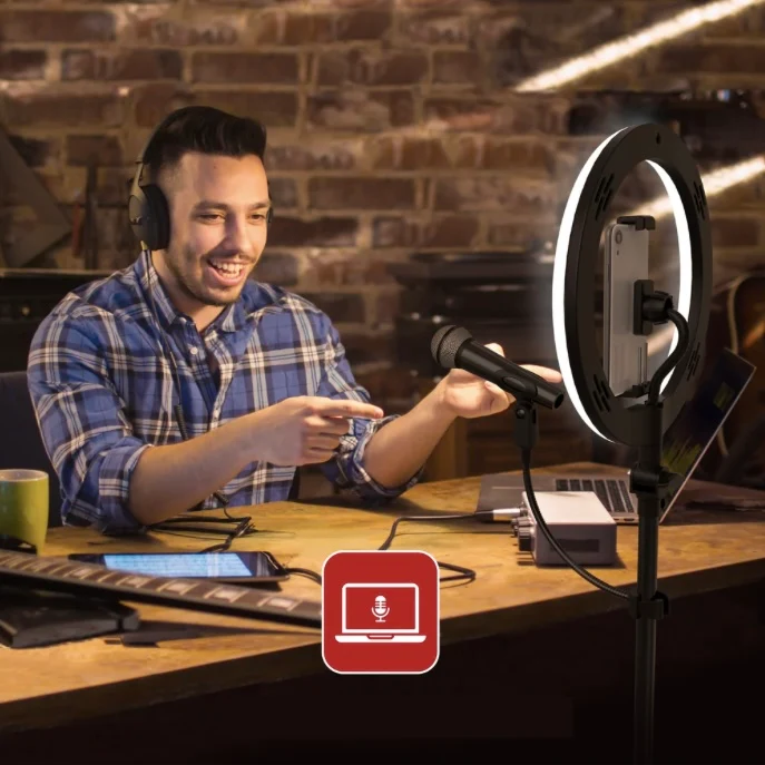 ON AIR - Anneau Lumineux Del 25 cm et Station Multimédia Halo Light Pro Série Vlog
