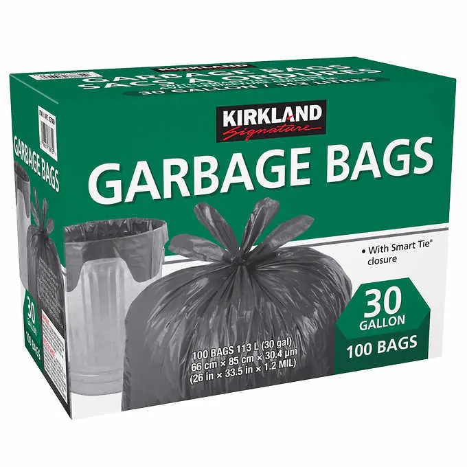KIRKLAND SIGNATURE - 100 Sacs à Ordures Noirs de 113 Litres