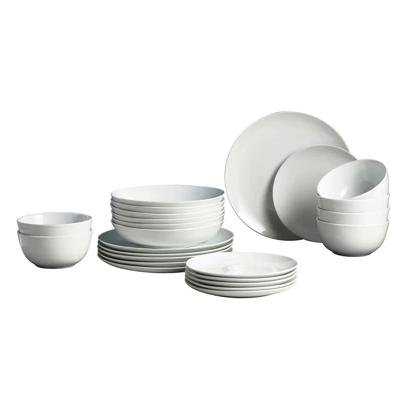 TRUDEAU - Ensemble de Vaisselle de 24 Pièces en Porcelaine