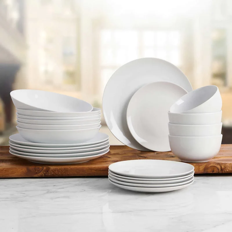 TRUDEAU - Ensemble de Vaisselle de 24 Pièces en Porcelaine