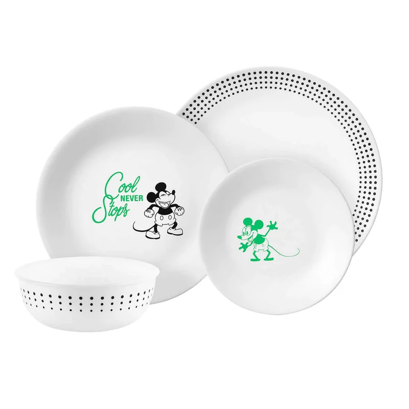 CORELLE x DISNEY - Service de Vaisselle de 16 Pièces Mickey & Amis