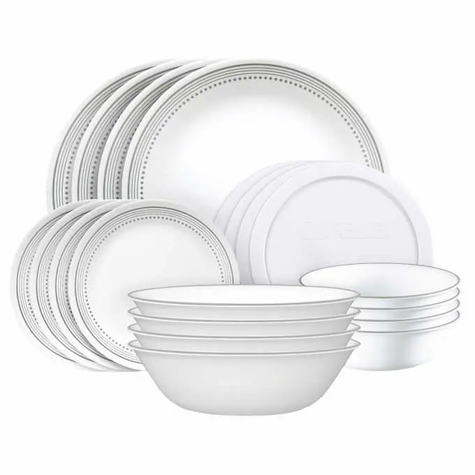 CORELLE - Service de Vaisselle de 20 Pièces Gris Mystique Classics