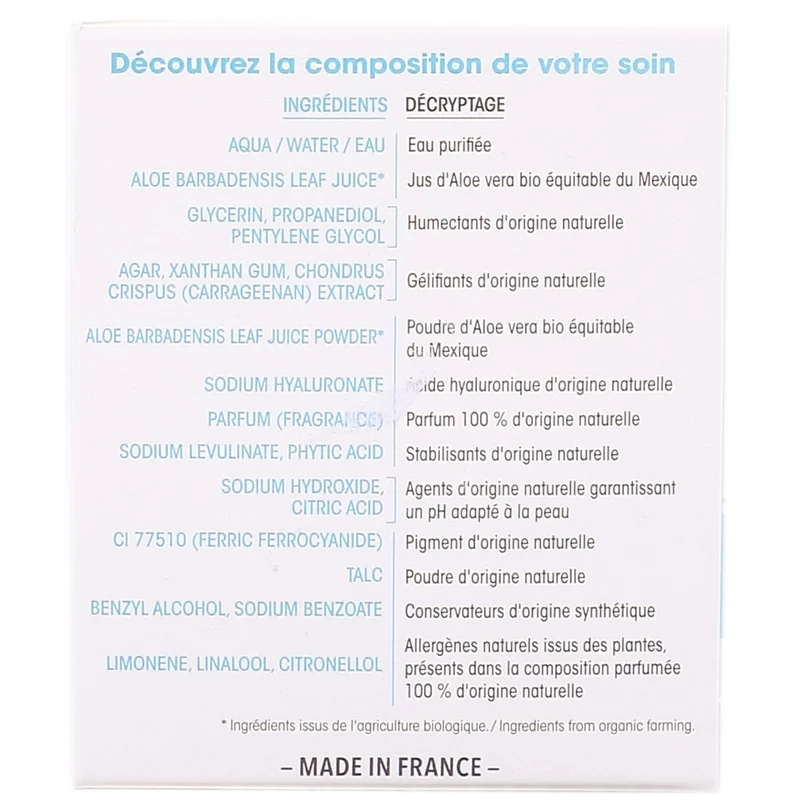 Masque gel frais hydratant