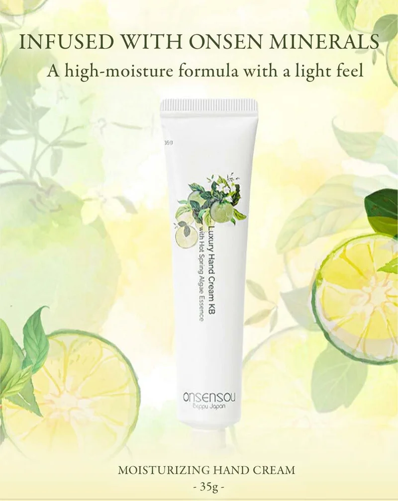 ONSENSOU Luxury Hand Cream 35g Kabosu & Yuzu Shea Butter Made in Japan