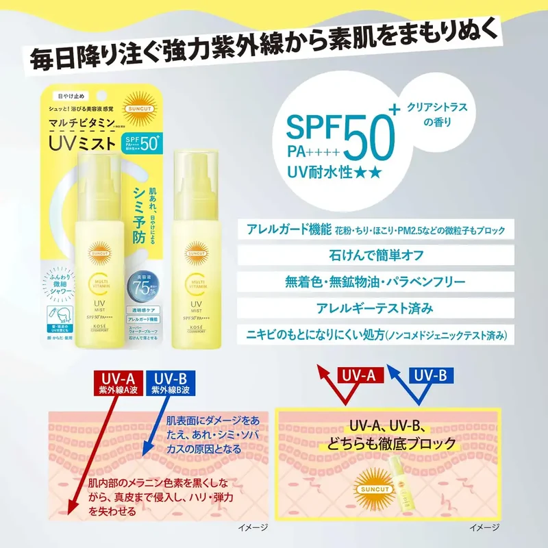Suncut Multivitamin UV Mist SPF50+ PA++++ 60ml Sunscreen by Kose