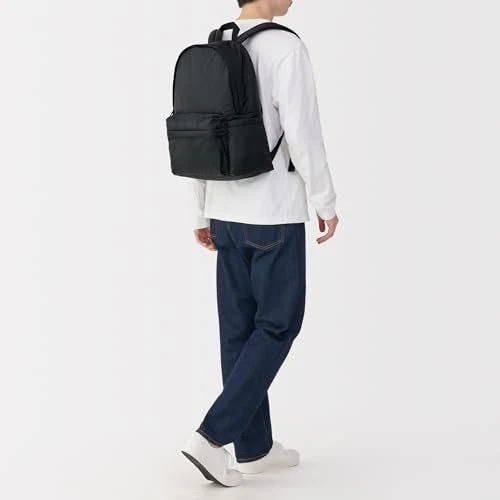 MUJI Water-Repellent Padded Backpack Shoulder-Relief Unisex Adult Black