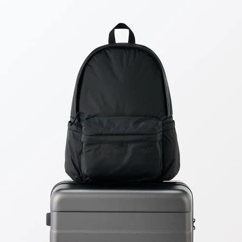 MUJI Water-Repellent Padded Backpack Shoulder-Relief Unisex Adult Black