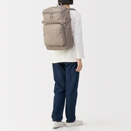 MUJI Water-Repellent Top-Opening Backpack Shoulder-Relief Dark Beige