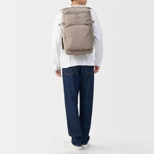 MUJI Water-Repellent Top-Opening Backpack Shoulder-Relief Dark Beige
