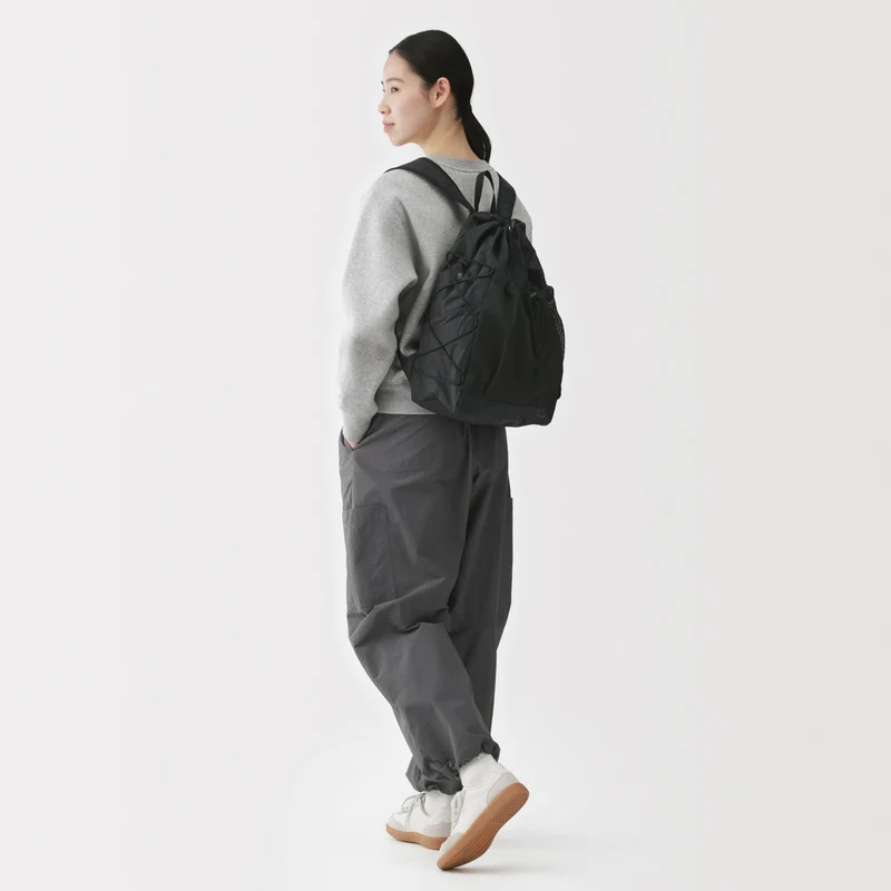 MUJI Water-Repellent Ripstop Backpack Unisex Adult Black