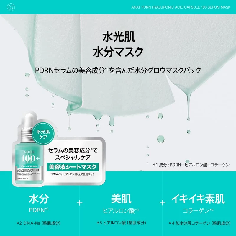 ANUA PDRN Hyaluronic Acid Capsule Serum Face Masks 7 Sheets