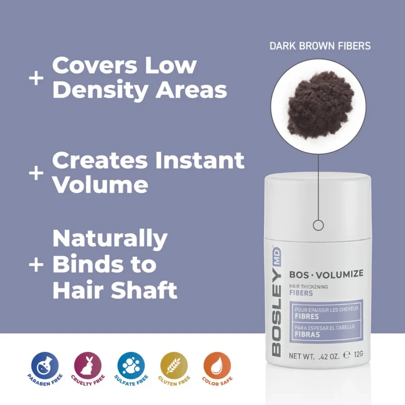 Fibre épaississante "BosVolumize" (BRUN FONCÉ) - Pour cheveux clairsemés (12g/0.42oz)