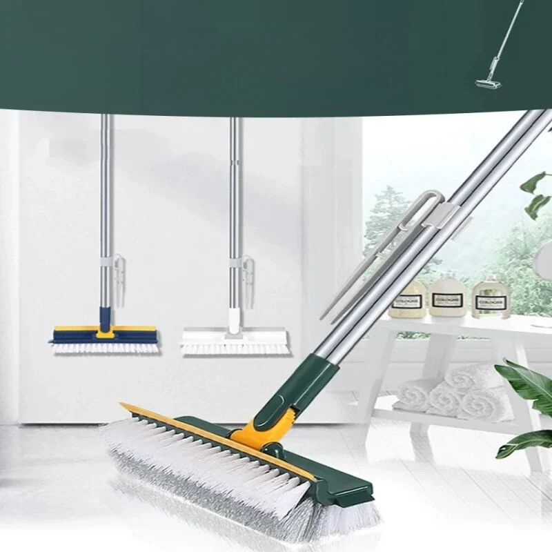 DualClean - Spazzola rotante con lungo manico 2-in-1 per pavimenti e finestre