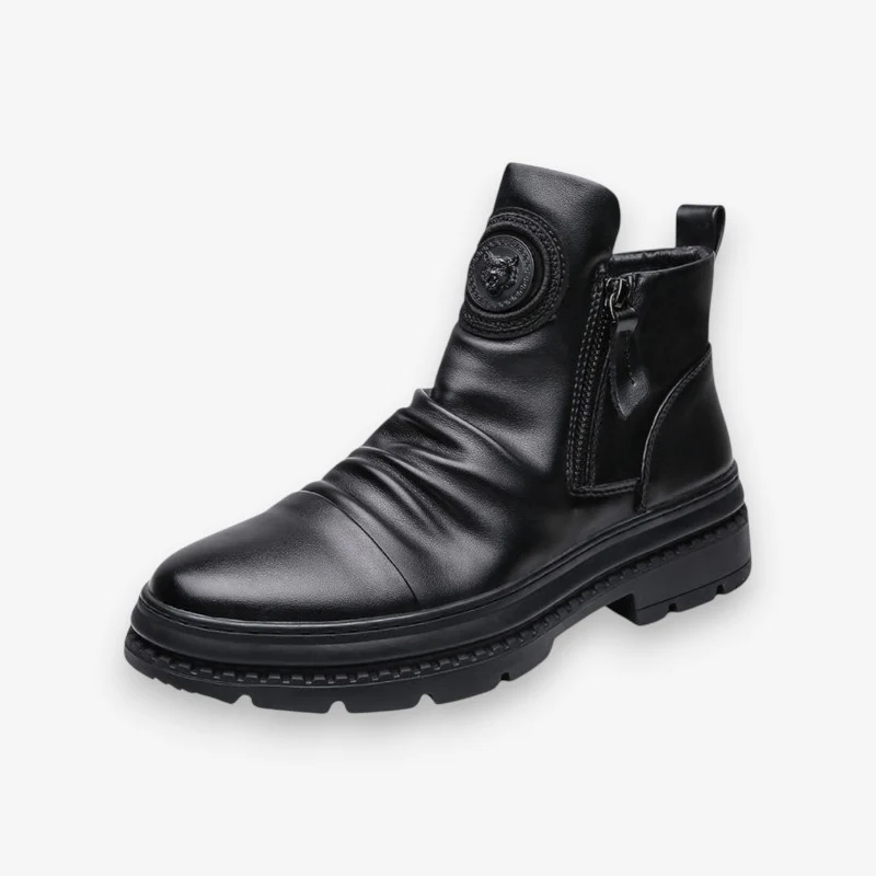 Bottes en cuir fermeture éclair latérale boucle haute