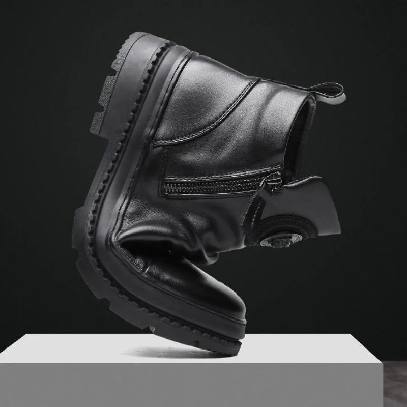 Bottes en cuir fermeture éclair latérale boucle haute