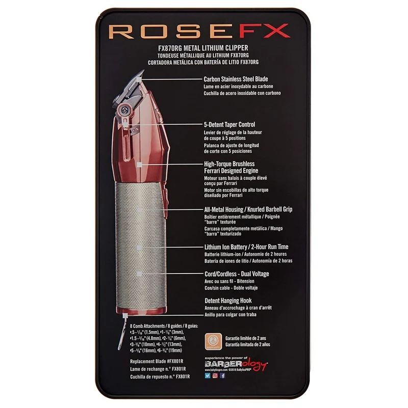 Tondeuse métallique sans fil avec pile lithium-ion FX870RG - Rose Or