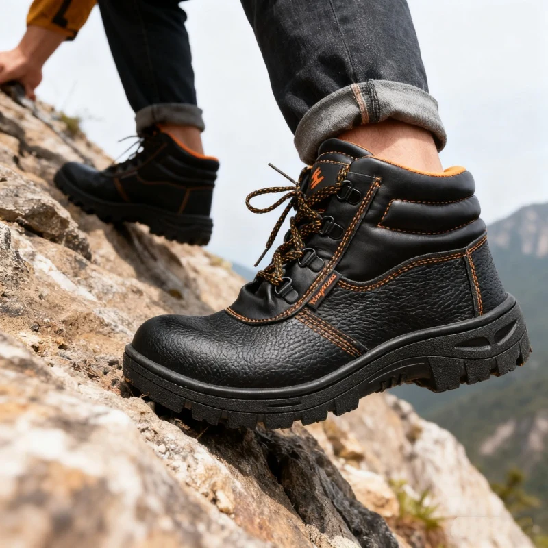 Bottes en cuir mi-mollet à lacets semelle épaisse