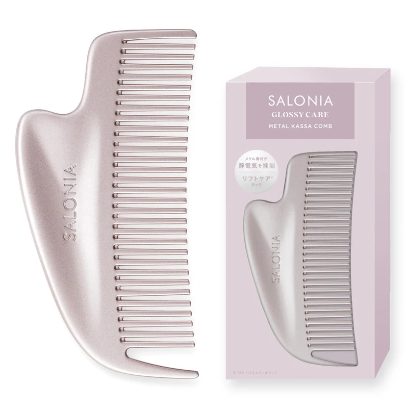 SALONIA Glossy Care Metal Scalp Massage Comb Brush Pink