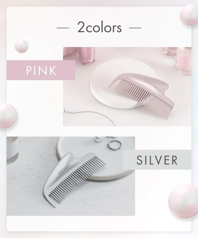 SALONIA Glossy Care Metal Scalp Massage Comb Brush Pink