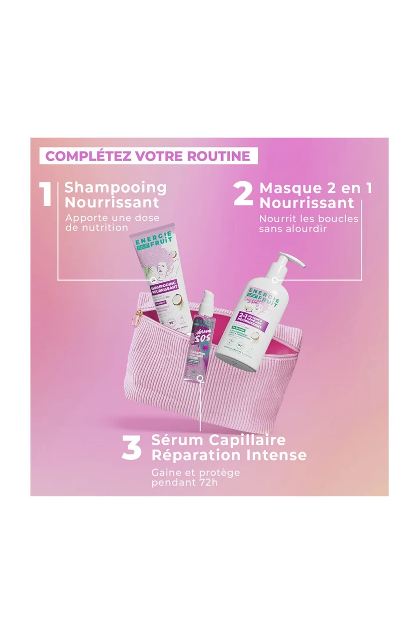 Trousse routine nourrissante - Huile de coco bio - Cheveux ondulés à bouclés - 3 produits